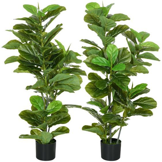 Lot de 2 plantes artificielles - HOMCOM - figuiers - avec pot - texture naturelle - hauteur 110 cm - pour décoration