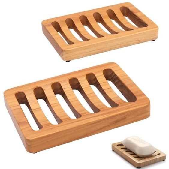 Porte-savon - Non spécifié - Lot de 2 - Bois - Antidérapant - Drainage rapide