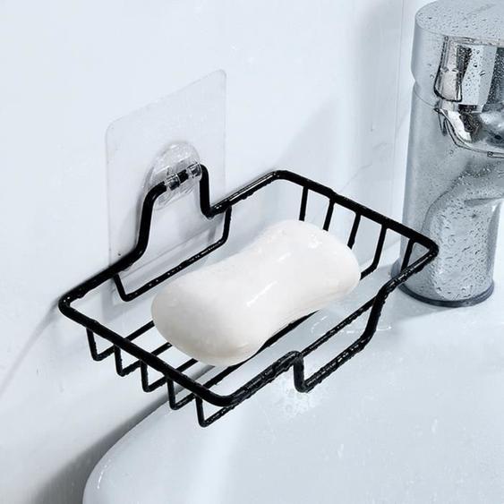 Porte-savon - Inoxydable - Lot de 2 - Autocollant - Noir - Design pratique et durable