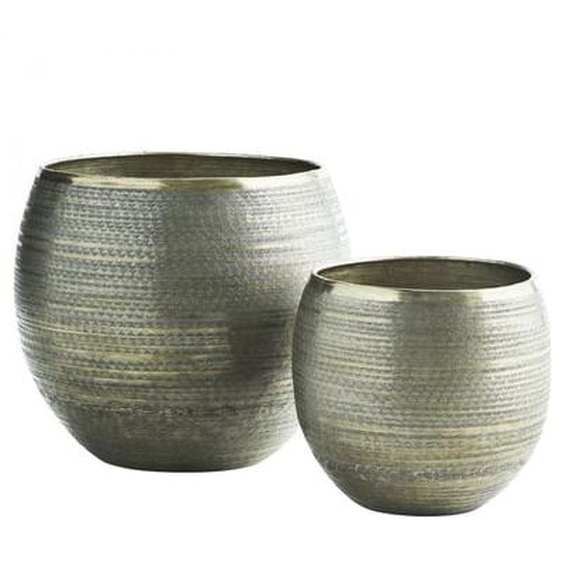 Lot de 2 pots en aluminium martelé