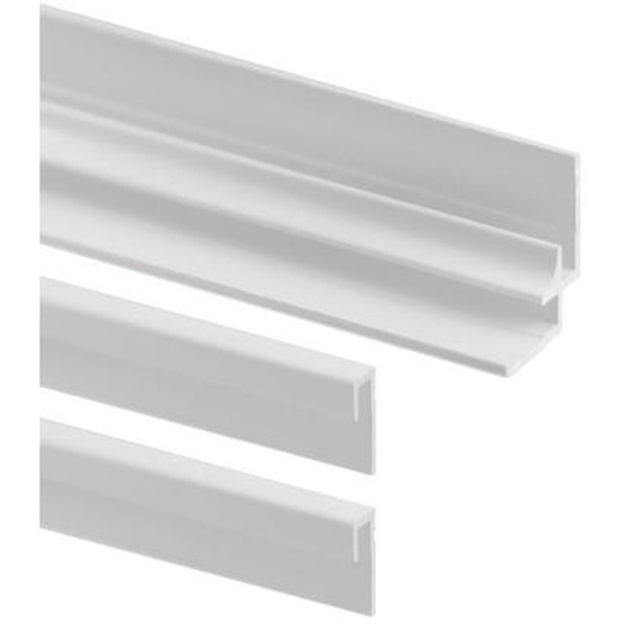 Lot de 2 profilés de finition + 1 profilé dangle pour panneau mural de douche, DécoDesign, Schulte, Blanc, 210 cm