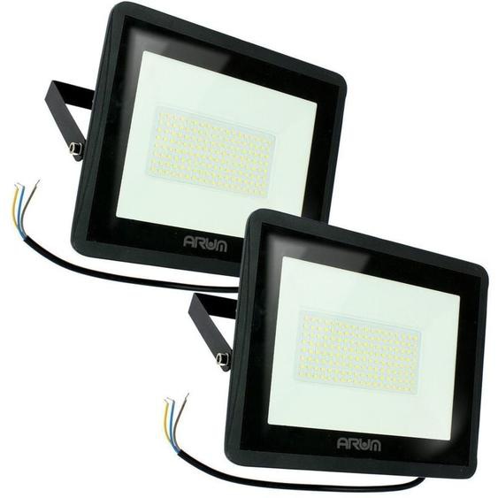 Arum Lighting - Lot de 2 Projecteur led atria 100W noir Eq 800W IP65 extérieur Température de Couleur: Blanc Chaud 3000K