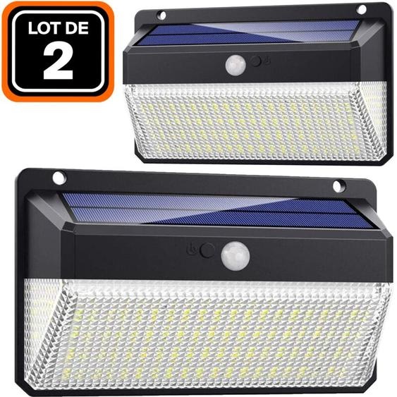 Lot De 2 Projecteurs Solaire Détecteur De Mouvement 228 Pcs Led