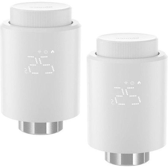 Lot de 2 régulateurs thermostatiques pour radiateurs - Fonction thermostatique intelligente avec Zigbee - Hub requis - Compatible avec Alexa/Home Assistant - 6 adaptateurs