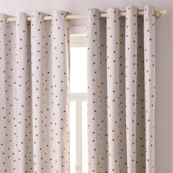 Lot de 2 rideaux à ½illets occultants imprimé c½ur beige imprimé