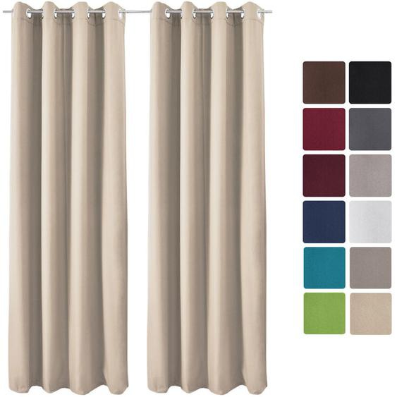 Lot de 2 Rideaux Thermique opaque à oeillet Amelie 140x245 cm Creme - Beautissu