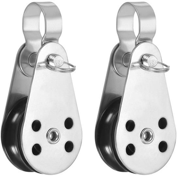 Lot de 2 rouleaux en acier inoxydable, diamètre 25 mm, pour cordes de 0,6 cm, de couleur noire