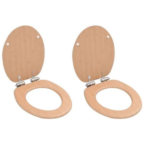 Siège WC - Helloshop26 - Lot de 2 - MDF - Charnières réglables - Fermeture douce