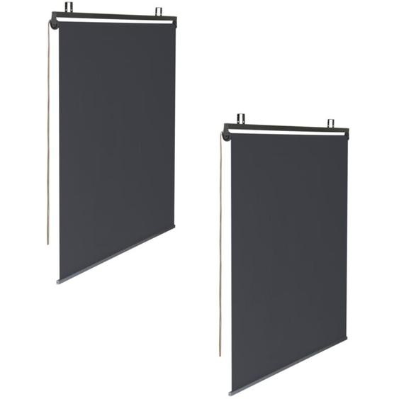 Lot de 2 stores enrouleurs L.124 x h. 225 cm pour pergola gris anthracite