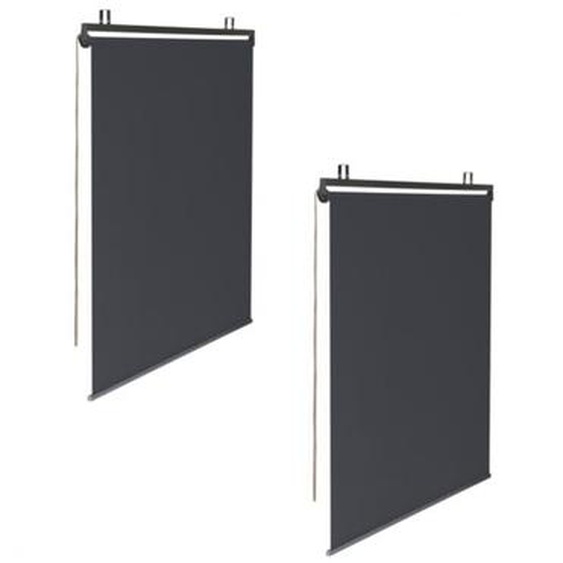 Lot de 2 stores enrouleurs L.124 x h. 225 cm pour pergola gris anthracite