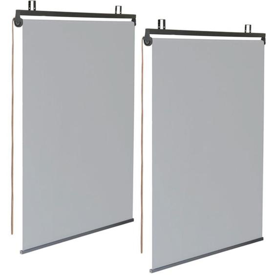 Lot de 2 stores enrouleurs L.124 x h. 225 cm pour pergola gris clair