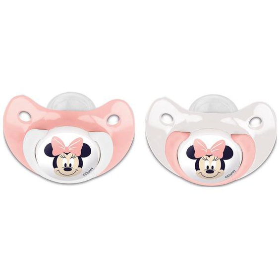 Lot De 2 Sucettes Silicone Orthodontique +6mois Minnie Rose
