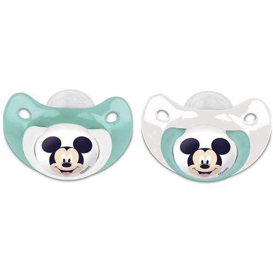 Lot De 2 Sucettes Silicone Orthodontiques 0-6mois Mickey Vert