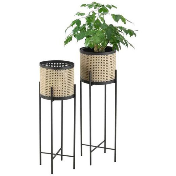 Lot de 2 Supports de Plante - EN.CASA - Colfontaine - Métal - Noir - Design Contemporain