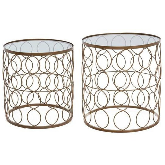 Lot de 2 tables basses - Atmosphera - Doré mat - Asymétrique - Contemporain - Design