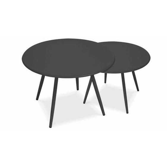 Lot de 2 tables basses de jardin en acier anthracite