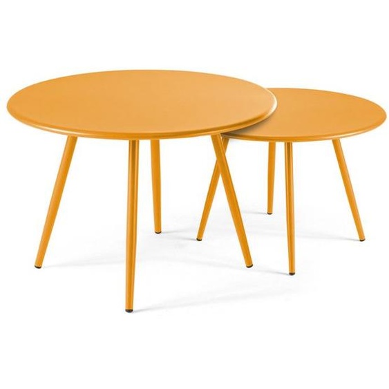 Lot de 2 tables basses de jardin en acier jaune Palavas Oviala