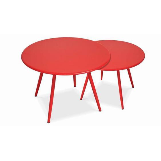 Lot de 2 tables basses de jardin en acier rouge