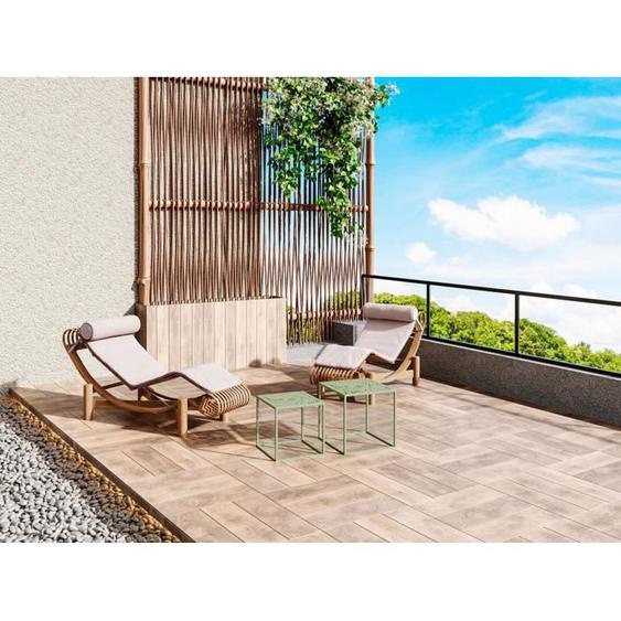 Lot de 2 tables basses de jardin en métal - Vert amande - MILAYA de MYLIA