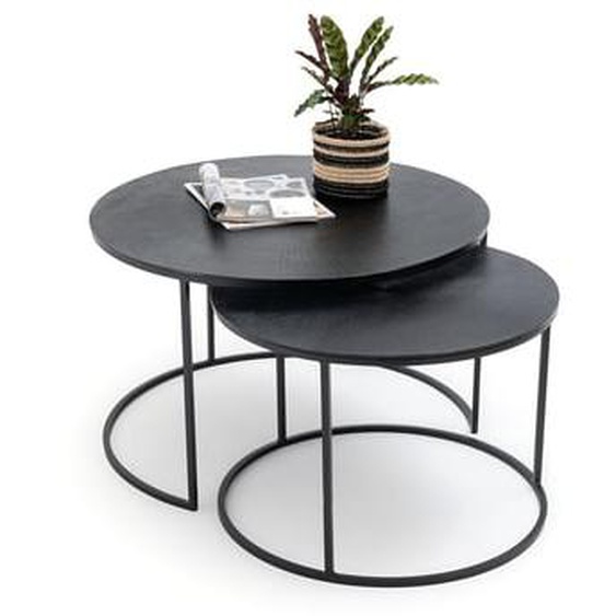 Lot de 2 tables basses gigognes métal acier, Jalia