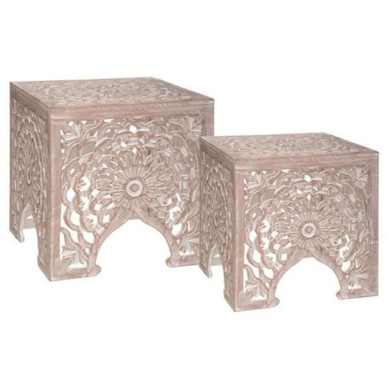 Table dappoint - Atmosphera - Lot de 2 - Design Contemporain - MDF - Naturel Beige