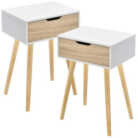 Lot de 2 tables dappoint Östersund 60 x 40 x 30 cm blanc effet chêne