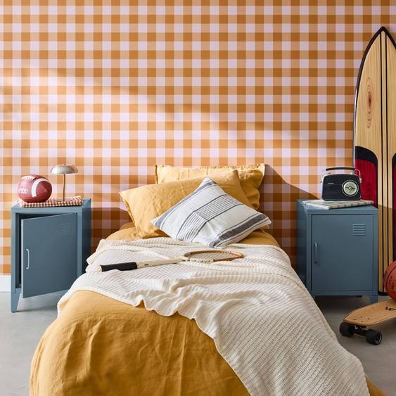 Lot De 2 Tables De Chevet Industrielle Métal, 1 Porte Bleu Gris