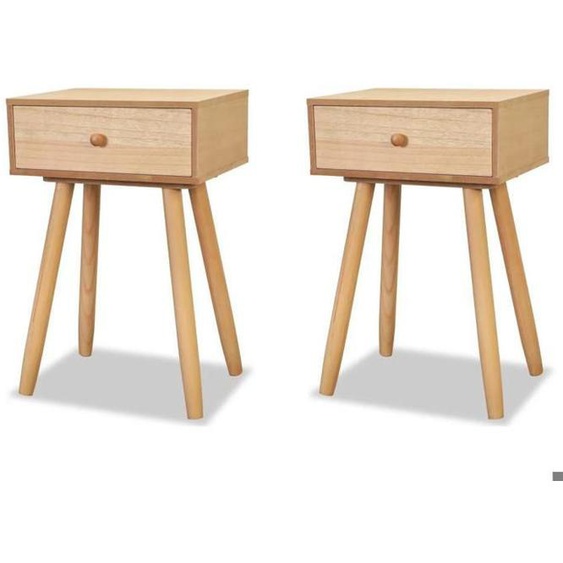 Lot de 2 tables de nuit chevet commode armoire meuble chambre bois de pin massif 40 x 30 x 61 cm marron