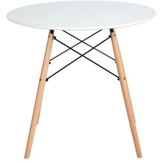Lot de 2 Tables gigognes, Tables rondes, Tables d’appoint, moderne, minimaliste, pieds en bois de pin, scandinave, nordique