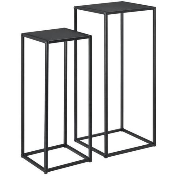 Lot de 2 tables hautes en métal noires mat - Salon - 70 cm x 30 cm x 30 cm