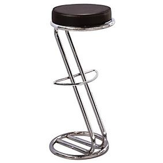 Lot de 2 - Tabouret Zeus imitation cuir, noir et chromé, 83 cm de hauteur