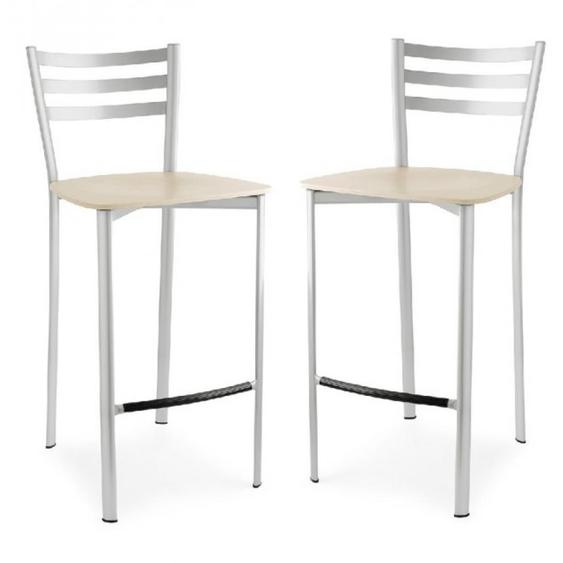 Lot de 2 Tabourets ACE structure métal assise plaqué hêtre