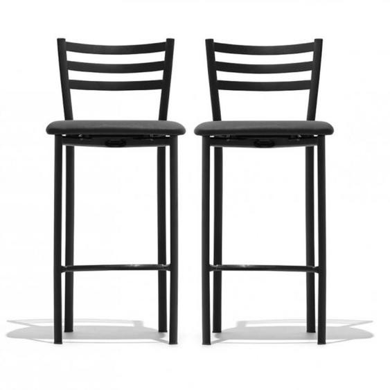 lot de 2 Tabourets ACE structure métal assise tapissé noir