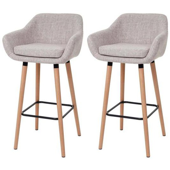Lot de 2 tabourets de bar avec repose-pieds style scandinave en tissu