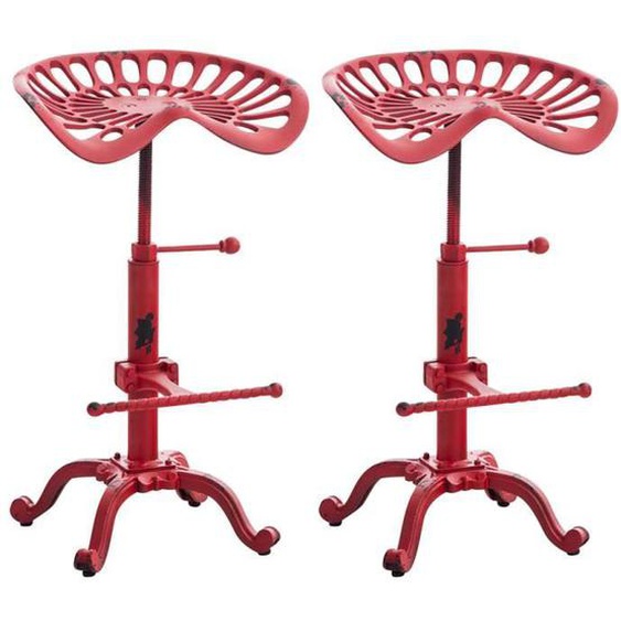 Lot de 2 tabourets de bar - CLP - Butch - Style industriel - Hauteur réglable - Rouge