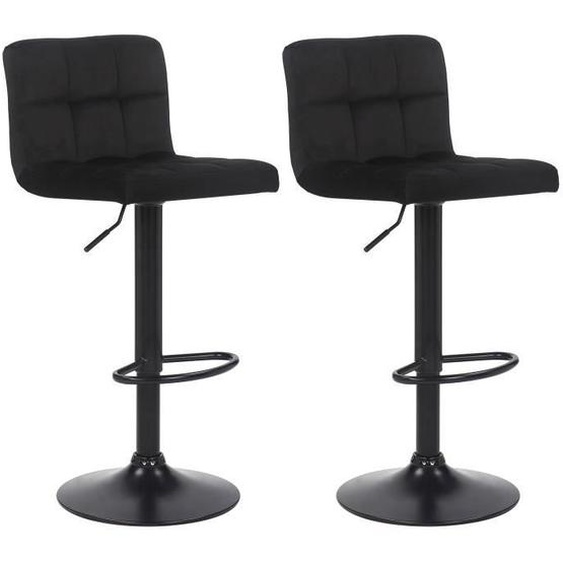 Lot de 2 Tabourets de bar - CLP - Feni - Velours - Noir - Design industriel et scandinave