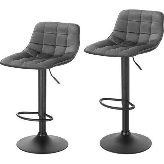 Lot de 2 tabourets de bar en velours - t élégants - pivotants et réglables - assise en velours - repose-pieds robuste - gris