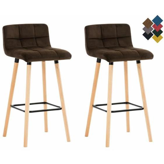 Lot de 2 Tabourets de Bar Lincoln en Velours - CLP - Style Scandinave Moderne - Marron