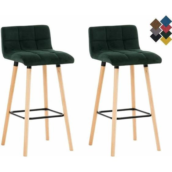 Lot De 2 Tabourets De Bar Lincoln En Velours - CLP - Vert - Tissu - Bois Massif - Scandinave - Moderne