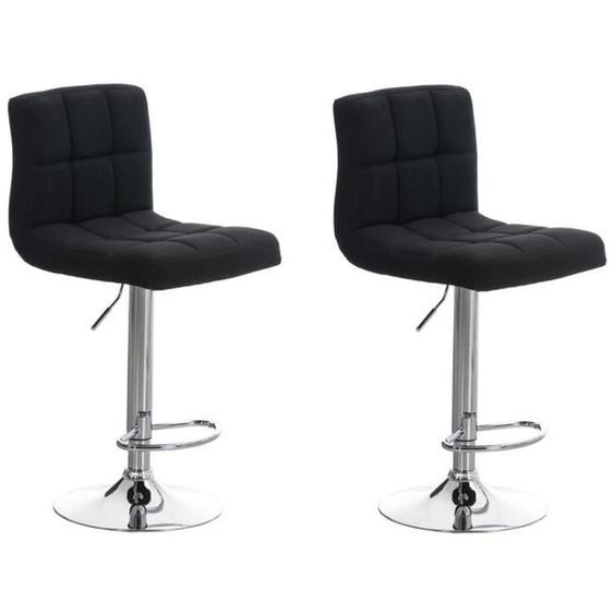 Lot de 2 Tabourets de Bar Peru en Tissu avec Siège rembourré Repose-pieds et Pied Métal , Noir