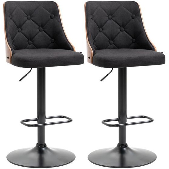 Lot de 2 tabourets de bar rglable en hauteur rotatif sur 360¡ã avec repose-pieds, tissu capitonn