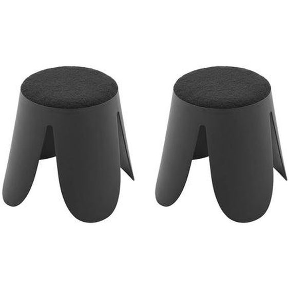 Lot De 2 Tabourets Empilables Enfant Polypropylène Et Bouclette Texturée - Niki Kids Noir