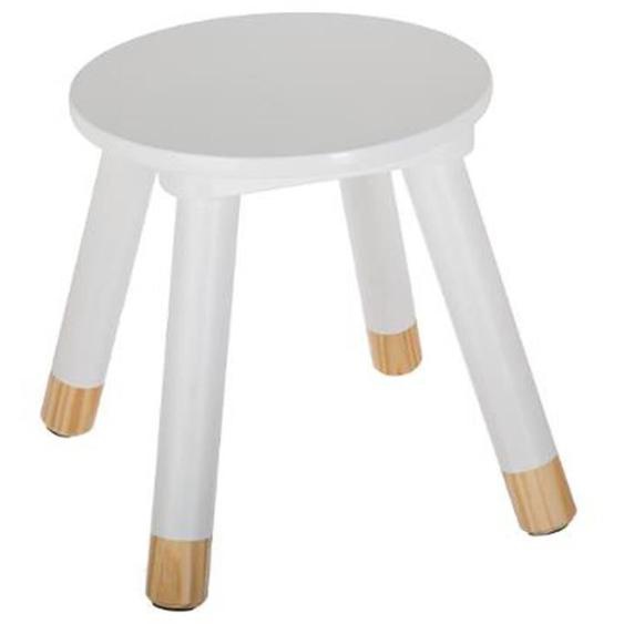 Lot de 2 tabourets enfant en bois - PEGANE - Blanc - L24x l26,5 x H24 cm
