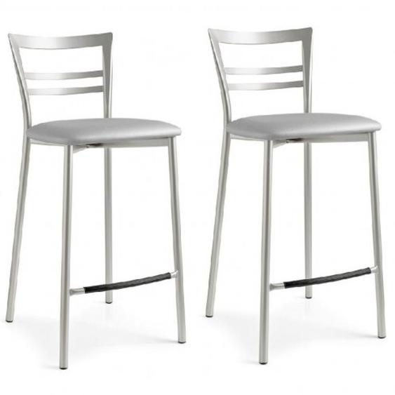 Lot de 2 Tabourets GO! structure métal assise tapissé aluminium