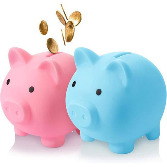 Lot de 2 tirelires mignonnes en plastique en forme de cochon pour adultes, tirelire incassable en forme de cochon