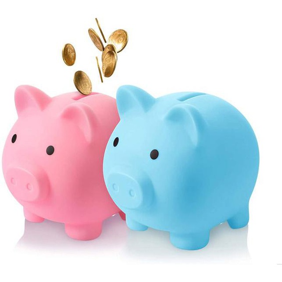 Lot de 2 tirelires mignonnes en plastique en forme de cochon pour adultes, tirelire incassable, tirelire en forme de cochon, tir