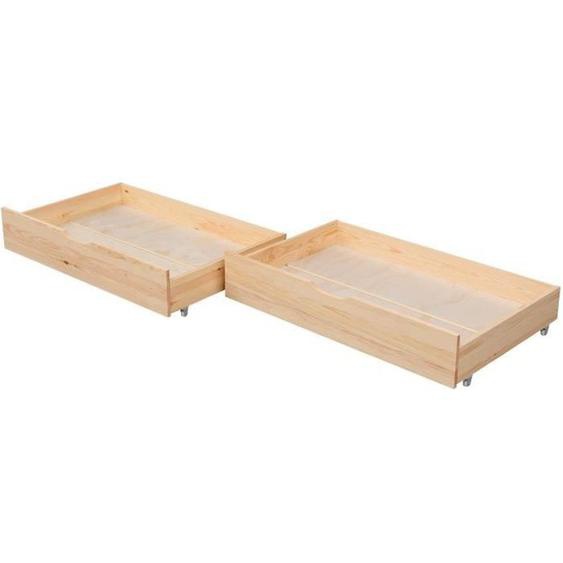 Tiroirs de rangement - MARQUE - Lot de 2 - Bois massif - Compatible lit 190x90cm - Marron