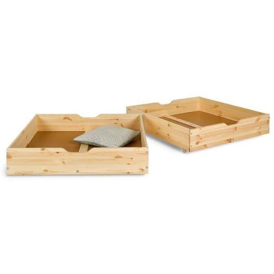 Lot de 2 tiroirs pour lit superposé Aaron   Bois naturel 80x190 cm