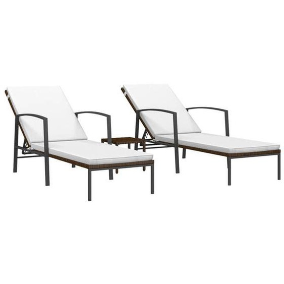 Transat - MARQUE - Lot de 2 - Acier enduit de poudre - Dossier réglable - Table incluse
