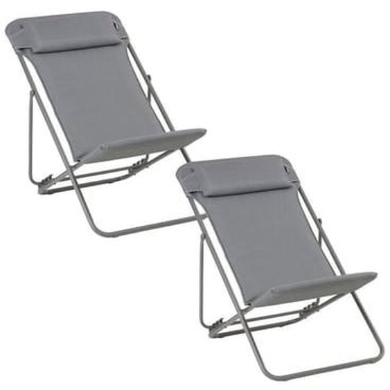 Lot de 2 Transats jardin pliants multi-positions - Maxi Transat + - BeComfort®